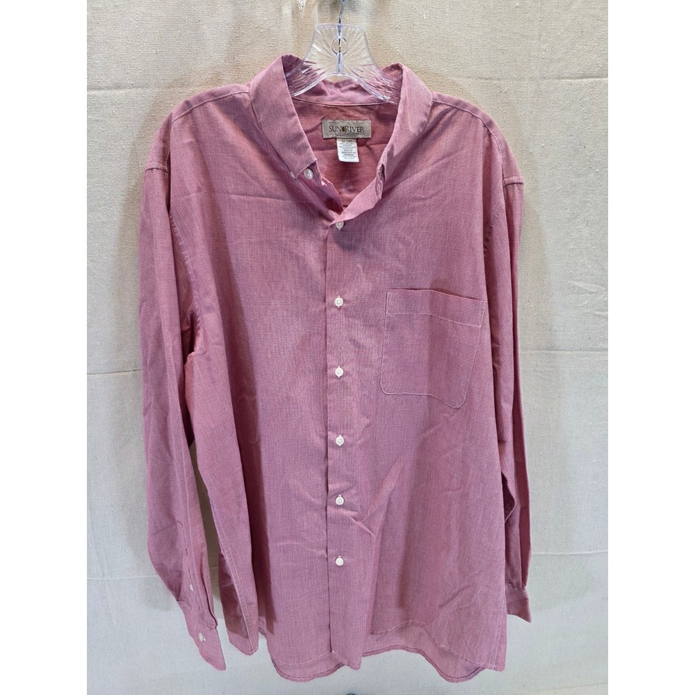 Sun River Clothing Co‎ Mens XL Red Micro Check Button Down Long Sleeve Shirt